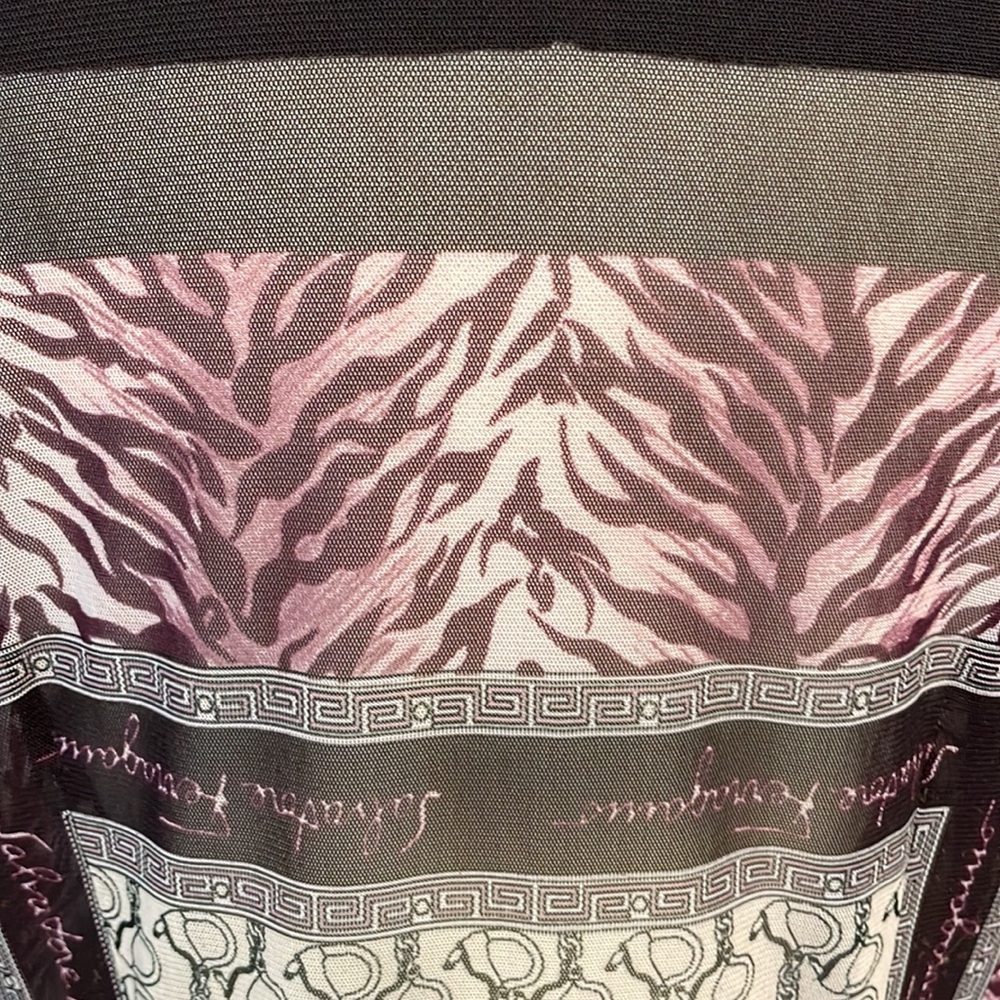Salvatore Ferragamo Logo Zebra Print Mesh Button Down Shirt size M - Picture 5 of 10